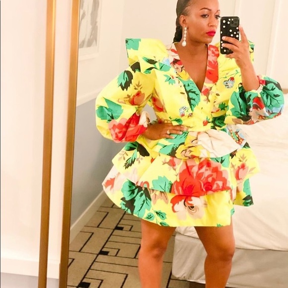 Christopher John Rodgers floral sleeve ruffle dress - Picture 9 of 9